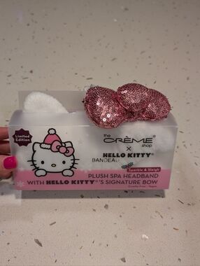 Hello Kitty Plush Pink Sequin Bow Spa Headband Girl Christmas Gift Present NWT